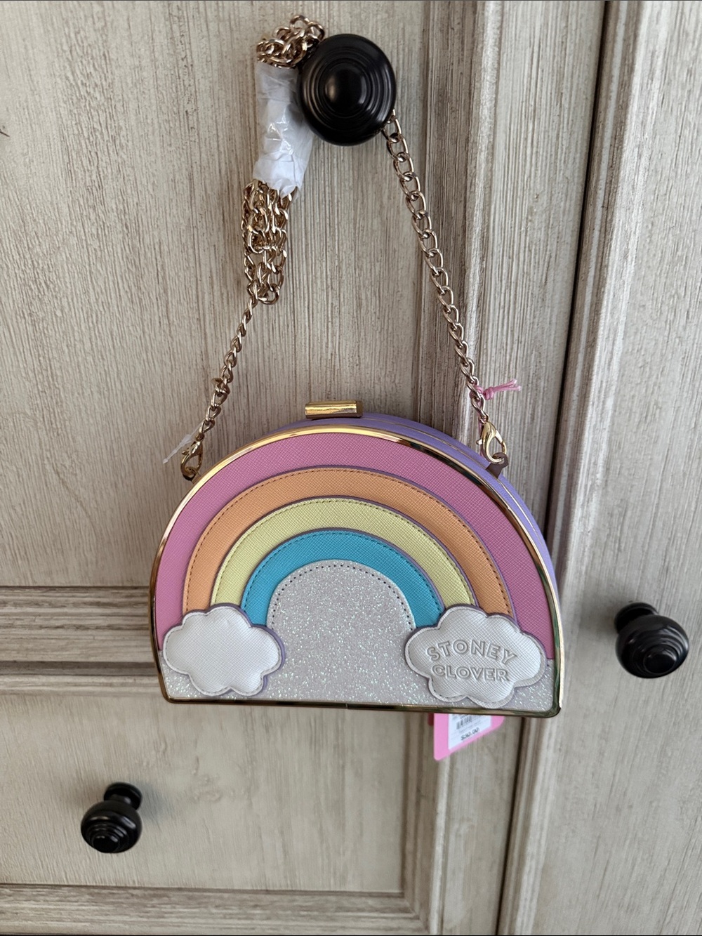 Stoney Clover Rainbow Glitter Crossbody Bag - Pastel Pink
